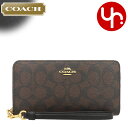 コーチ COACH 財布 長財布 FC4452 C4452 ブラウン×ブラック 特別送料無料 ラグジュアリー シグネチャー ロング ジップ アラウンド ウォレット （ストラップ付き） アウトレット品 レディース ブランド 通販