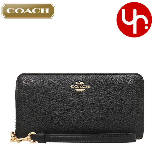 コーチ COACH 財布 長財布 FC4451 C4451 ブラック 特別送料無料 ラグジュアリー ペブルド レザー ロング ジップ アラウンド ウォレット （ストラップ付き） アウトレット品 レディース ブランド 通販