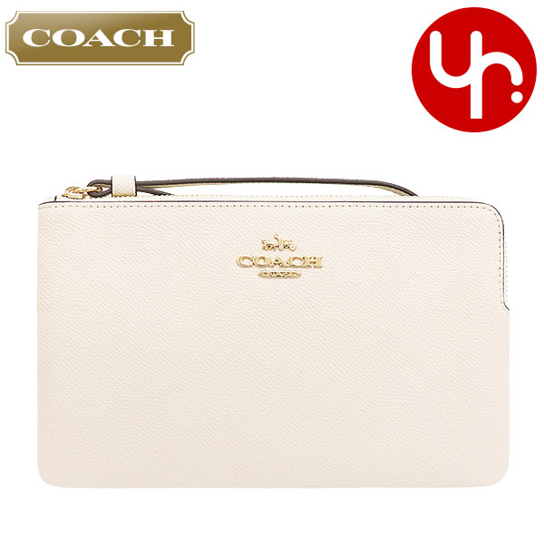 アクセサリーポーチ コーチ COACH 小物 ポーチ F03888 3888 チョーク 特別送料無料 ラグジュアリー クロスグレーン レザー ラージ コーナー ジップ リストレット アウトレット品 レディース ブランド 通販