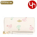 コーチ 長財布 レディース コーチ COACH 財布 長財布 FC8384 C8384 チョークマルチ 特別送料無料 スワン プリント PVC レザー ロング ジップ アラウンド ウォレット （ストラップ付き） アウトレット品 レディース ブランド 通販