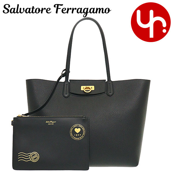 サルヴァトーレ フェラガモ 革トートバッグ（ レディース） サルヴァトーレ フェラガモ Salvatore Ferragamo バッグ トートバッグ 21 I376 ネロ 特別送料無料 トラベル ガンチーニ クロージャー カーフ レザー ミディアム トートバッグ （ポーチ付き） レディース ブランド 通販 通勤