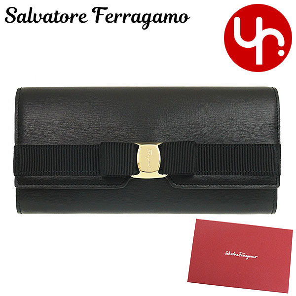 楽天インポートコレクションYR メンズサルヴァトーレ フェラガモ Salvatore Ferragamo 財布 長財布 22 E008 ネロ 特別送料無料 ニュー ヴァラ リボン カーフ レザー ロング フラップ ウォレット レディース ブランド 通販