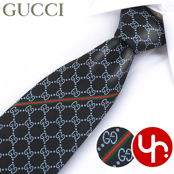 グッチ ネクタイ グッチ GUCCI アパレル ネクタイ 456522 4B002 ブラック×ブルー メンズ 特別送料無料 AREND GG パターン ロゴ ウェブ ライン シルク ネクタイ ブランド 通販