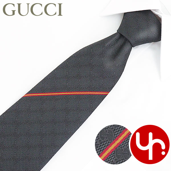 グッチ GUCCI アパレル ネクタイ 456522 4B002 ブラック メンズ 特別送料無料 AREND GG パターン ロゴ ウェブ ライン シルク ネクタイ ..