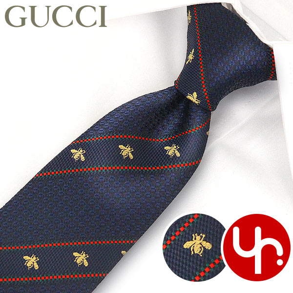 グッチ GUCCI アパレル ネクタイ 451528 4E002 ミッドナイトブルー×レッド 特別送料無料 LABOUR ビー ウェブ ライン ストライプ シルク ネクタイ メンズ ブランド 通販 2022SS [ラッピング無料]