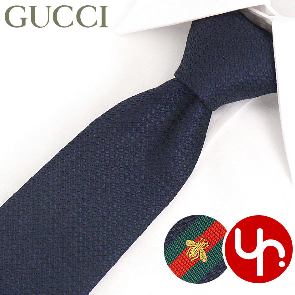 楽天インポートコレクションYR メンズグッチ GUCCI アパレル ネクタイ 456510 4E002 ミッドナイトブルー×グリーンレッド 特別送料無料 HENAN ビー ウェブ ストライプ シルク ネクタイ メンズ ブランド 通販