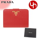 プラダ PRADA 財布 二つ折り財布 1ML018 2BG5 ロッソ×ペタロ 特別送料無料 ダイノ コントラストカラー カーフ レザー メタル レタリング ロゴ バイフォールド ウォレット レディース ブランド 通販 L型 2022