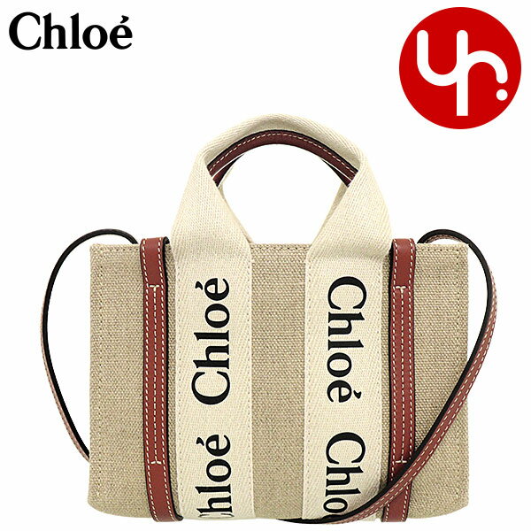 クロエ 帆布・キャンバス トートバッグ レディース クロエ chloe バッグ トートバッグ CHC22AP237 I26 ホワイト×ブラウン 特別送料無料 WOODY ウッディ リネン キャンバス ロゴ リボン ミニ ショルダー トート レディース ブランド 通販 斜めがけ