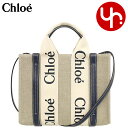 クロエ chloe バッグ トートバッグ CHC22AS397 I26 ホワイト×ブルー1 特別送料無料 WOODY ウッディ リネン キャンバス ロゴ リボン...