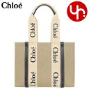 クロエ chloe バッグ トートバッグ CHC22AS383 I26 ホワイト×ブルー1 特別送料無料 WOODY ウッディ リネン キャンバス ロゴ リボン...