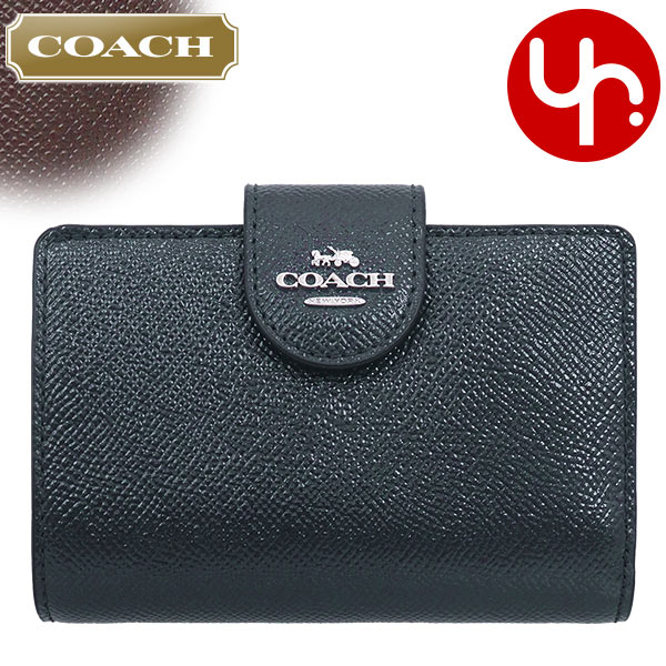 コーチ COACH 財布 二つ折り財布 FCF233 CF233 ミッドナイトネイビー 特別送料無料 ラグジュアリー パテント クロスグレーン レザー ミディアム コーナー ジップ ウォレット アウトレット品 レディース ブランド 通販 L型