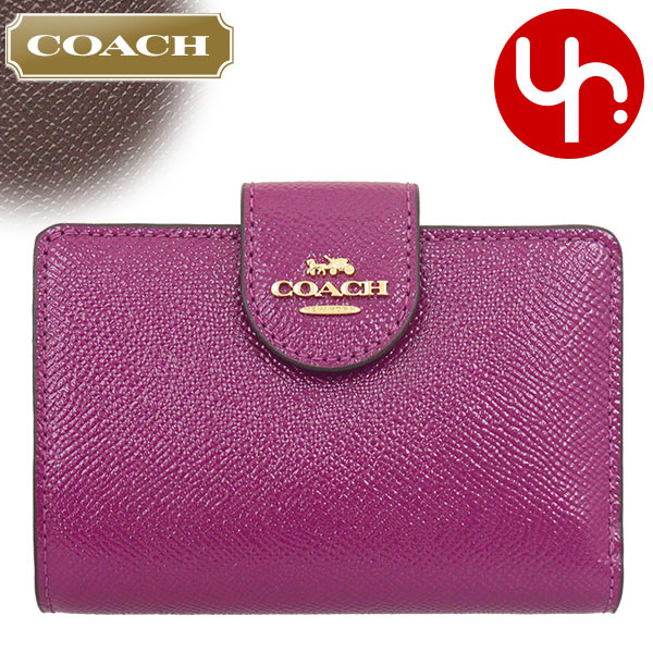 コーチ COACH 財布 二つ折り財布 FCF233 CF233 ダークマジェンタ 特別送料無料 ラグジュアリー パテント クロスグレーン レザー ミディアム コーナー ジップ ウォレット アウトレット品 レディース ブランド 通販 L型