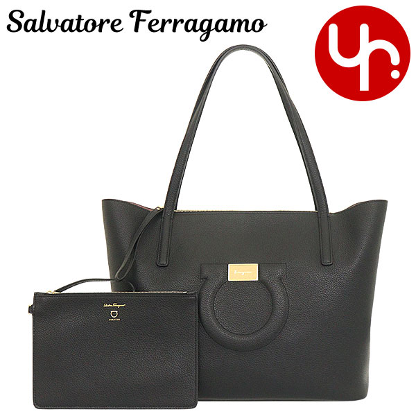 サルヴァトーレ フェラガモ Salvatore Ferragamo バッグ トートバッグ 21 H019 ネロ 特別送料無料 ガンチョ ガンチーニ カーフ レザー シティ トートバッグ ポーチ付きレディース ブランド 通販 通勤 22AW