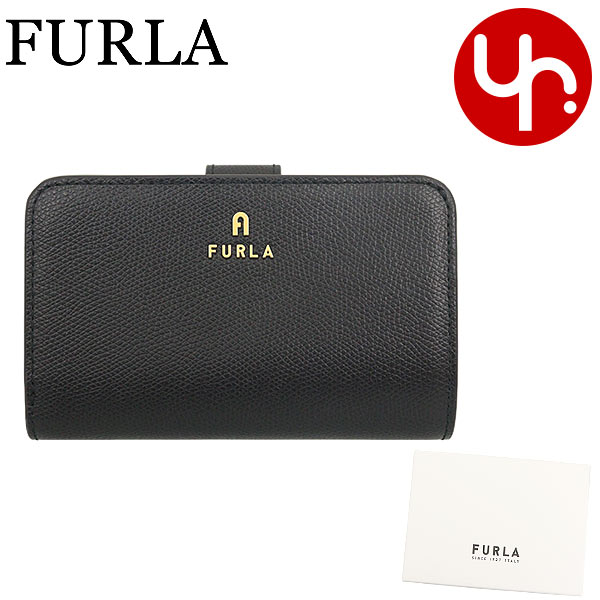 フルラ FURLA 財布 二つ折り財布 WP00314 ARE000 オニキス×ネロ O6000 ONYX/NERO 特別送料無料 フルラ カメリア レザー ミディアム コンパクト ウォレット レディース ブランド 通販 L型 2023SS