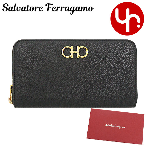 サルヴァトーレ フェラガモ 革長財布 レディース サルヴァトーレ フェラガモ Salvatore Ferragamo 財布 長財布 22 0405 ネロ 特別送料無料 ダブル ガンチーニ カーフ レザー ロング ジップ アラウンド ウォレット レディース ブランド 通販 2023SS