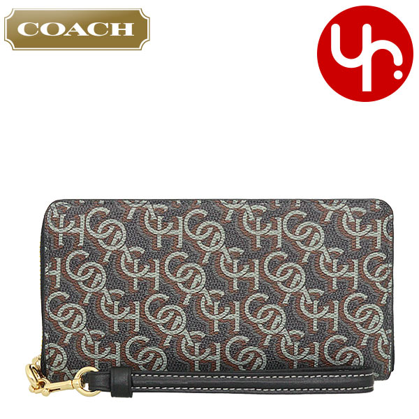 コーチ 長財布 レディース コーチ COACH 財布 長財布 FCF521 CF521 ブラック 特別送料無料 シグネチャー モノグラム プリント ロング ジップ アラウンド ウォレット （ストラップ付き） アウトレット品レディース ブランド 通販 2023SS