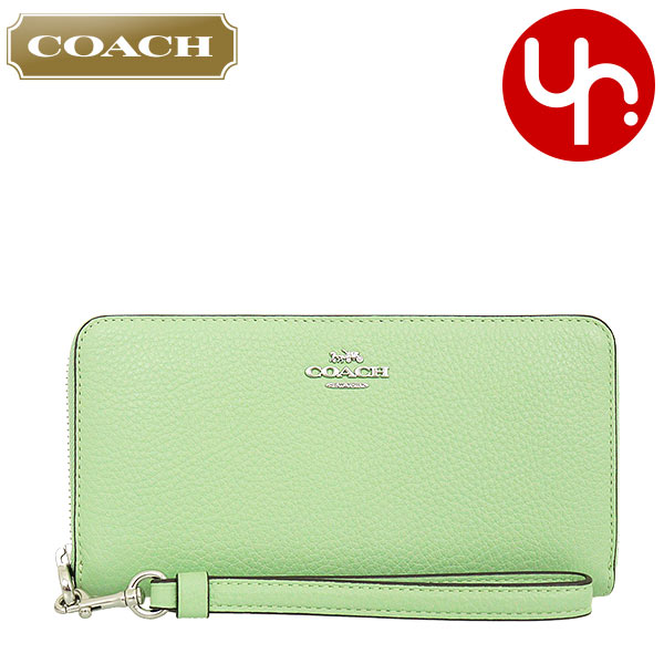 コーチ 長財布 レディース コーチ COACH 財布 長財布 FC4451 C4451 ペールピスタチオ 特別送料無料 ラグジュアリー ペブルド レザー ロング ジップ アラウンド ウォレット （ストラップ付き） アウトレット品レディース ブランド 通販 2023SS