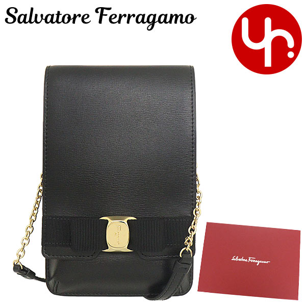 サルヴァトーレ フェラガモ Salvatore Ferragamo バッグ ショルダーバッグ 22 0264 ネロ 特別送料無料 ヴァラ リボン カーフ レザー スマートフォン ホルダーレディース ブランド 通販 斜めがけ 2023SS