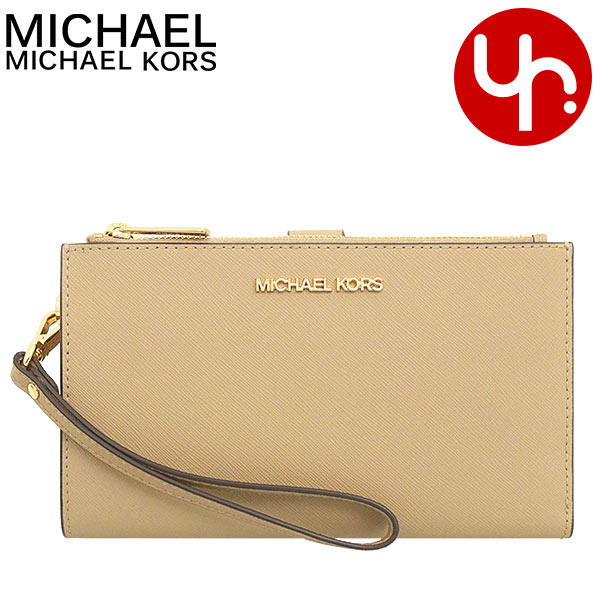 マイケル・コース 二つ折り財布 レディース マイケルコース MICHAEL KORS 財布 二つ折り財布 35F8GTVW0L キャメル 特別送料無料 ジェット セット トラベル レザー ラージ ダブル ジップ リストレット アウトレット品レディース ブランド 通販 2023SS