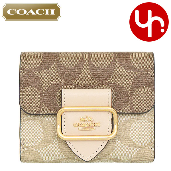 コーチ 財布（レディース） コーチ COACH 財布 二つ折り財布 FCH387 CH387 ライトカーキ×アイボリーマルチ 特別送料無料 ブロックド シグネチャー モーガン スモール ウォレット アウトレット品レディース ブランド 通販 2023AW