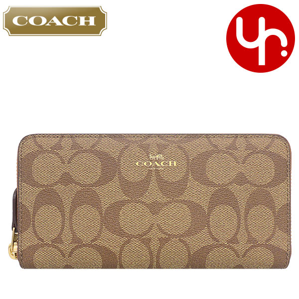 楽天インポートコレクションYR メンズコーチ COACH 財布 長財布 F59267 59267 カーキ×サドル 特別送料無料 ラグジュアリー シグネチャー PVC レザー スリム アコーディオン ジップ アラウンド アウトレット品レディース ブランド 通販 薄型 2023AW
