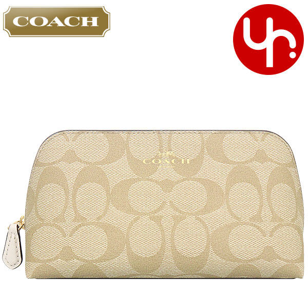 コーチ（COACH) コーチ COACH 小物 ポーチ F53385 53385 ライトカーキ×チョーク 特別送料無料 ラグジュアリー シグネチャー PVC コスメティック ケース 17 アウトレット品レディース ブランド 通販 2023AW