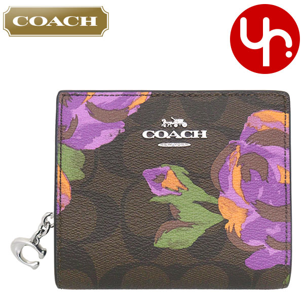 楽天インポートコレクションYR メンズコーチ COACH 財布 二つ折り財布 FCL664 CL664 ブラウン×アイリスマルチ 特別送料無料 シグネチャー PVC レザー ローズ フローラル プリント C チャーム スナップ ウォレット アウトレット品レディース ブランド 通販 2023AW