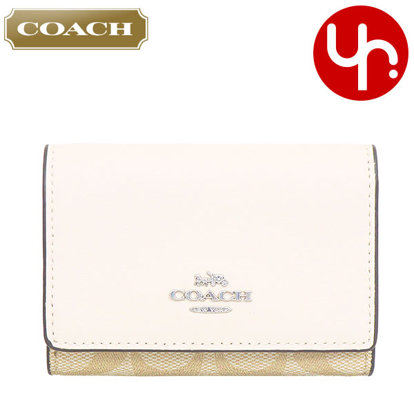 コーチ 三つ折り財布 レディース コーチ COACH 財布 三つ折り財布 FCM761 CM761 ライトカーキ×チョーク 特別送料無料 シグネチャー PVC レザー マイクロ ウォレット アウトレット品レディース ブランド 通販 L型 2023AW