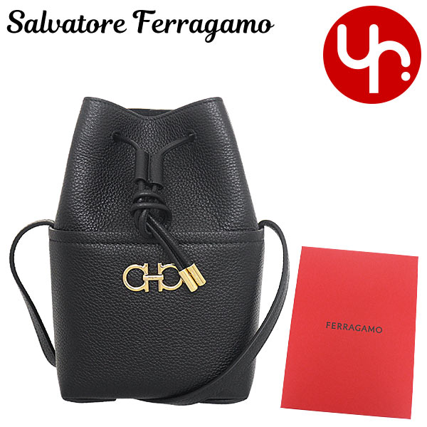 フェラガモ ショルダーバッグ レディース サルヴァトーレ フェラガモ Salvatore Ferragamo バッグ ショルダーバッグ 21 2970 ネロ 特別送料無料 ダブル ガンチーニ カーフ レザー ドローストリング クロスボディーレディース ブランド 通販 斜めがけ 2023AW