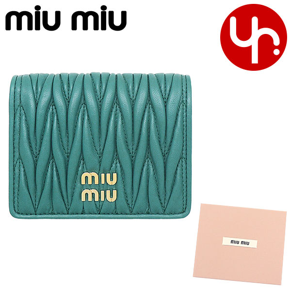 ミュウミュウ miumiu 財布 二つ折り財布 5MV204 2FPP ラグーナ 特別送料無料 マテラッセ レザー メタル ロゴ バイフォールド コンパクト ウォレットレディース ブランド 通販 2023AW あす楽