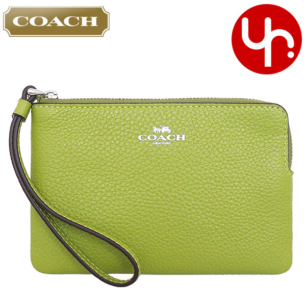 コーチ COACH 小物 ポーチ FCP483 CP483 イエローグリーン 特別送料無料 ラグジュアリー ペブルド レザー コーナー ジップ リストレット アウトレット品レディース ブランド 通販 2023AW