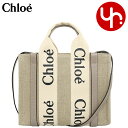 クロエ chloe バッグ トートバッグ CHC22AS397 I26 ムスクグレー 特別送料無料 WOODY ウッディ リネン キャンバス ロゴ リボン スモール ショルダー トートレディース ブランド 通販 斜めがけ 2024SS