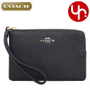 アクセサリーポーチ コーチ COACH 小物 ポーチ FCP483 CP483 ブラック 特別送料無料 ラグジュアリー ペブルド レザー コーナー ジップ リストレット アウトレット品レディース ブランド 通販 2024SS