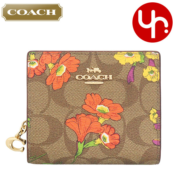 コーチ COACH 財布 二つ折り財布 FCR939 CR939 カーキマルチ 特別送料無料 シグネチャー フローラル プリント C チャーム スナップ ラウンド ジップ ウォレット アウトレット品レディース ブランド 通販 2024SS