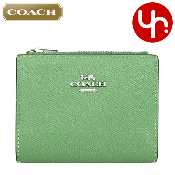 コーチ COACH 財布 二つ折り財布 FCR983 CR983 ソフトグリーン 特別送料無料 クロスグレーン レザー ビルフォールド ウォレット アウトレット品レディース ブランド 通販 薄型 2024SS