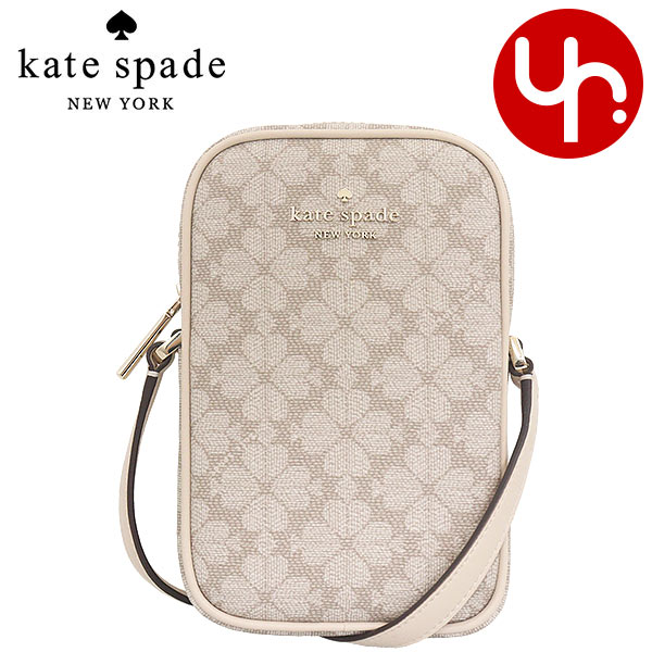 ケイトスペード　ポシェット ケイトスペード kate spade バッグ ショルダーバッグ KG490 ダークベージュマルチ 特別送料無料 スペード フラワー PVC コーテッド キャンバス ノース サウス ジップ フォン クロスボディー アウトレット品レディース ブランド 通販 斜めがけ 2024SS