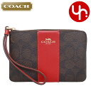コーチ COACH 小物 ポーチ FCW854 CW854 ウォルナット×ボールドレッド 特別送料無料 シグネチャー コーテッド キャンバス レザー コーナー ...