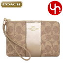 コーチ COACH 小物 ポーチ FCX255 CX255 タン×ライトシャンパン 特別送料無料 シグネチャー コーテッド キャンバス メタリック レザー コー...