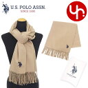 ユーエスポロアッスン U.S.POLO ASSN. アパレル マフラー USPA2015 ベージュ 特別送料無料 ポイントゲッター ロゴ フリンジ マフラーレデ...
