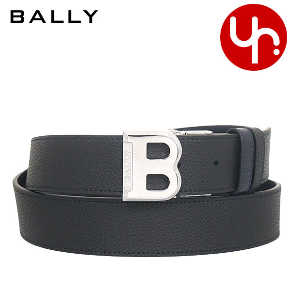バリー BALLY 小物 ベルト #590572 ブラック×ダークブルー 特別送料無料 B エンボス レザー リバーシブル ベルト アウトレット品メンズ ブランド 通販 2024AW