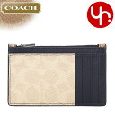 コーチ COACH 小物 カードケース FCAB81 CAB81 サンド×タン 特別送料無料 シグネチャー コーテッド キャンバス レザー カラーブロック ジッ...