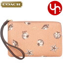 コーチ COACH 小物 ポーチ FCBP23 CBP23 コーラル×メープル 特別送料無料 シェル プリント コーテッド キャンバス コーナー ジップ リストレット アウトレット品レディース ブランド 通販 2025AW