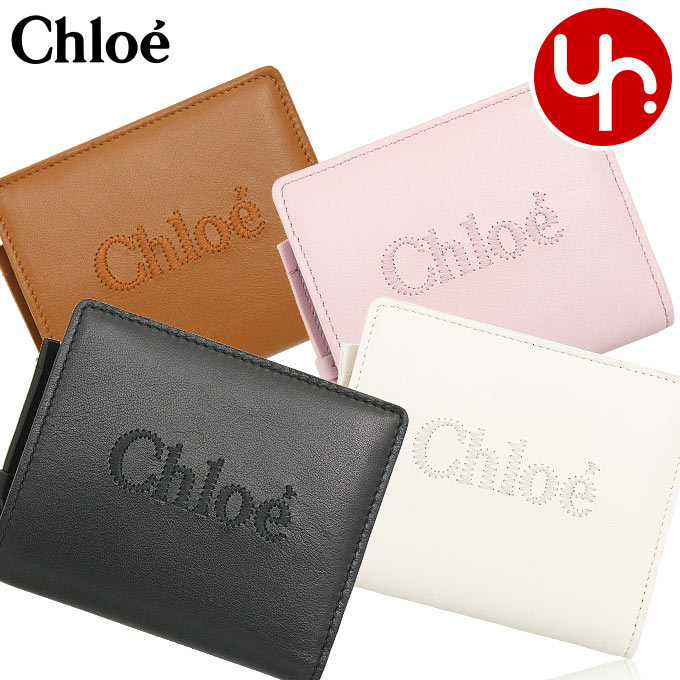 クロエ 財布（レディース） クロエ chloe 財布 二つ折り財布 CHC23SP867 I10 特別送料無料 CHLOE SENSE クロエ センス シャイニー カーフ レザー コンパクト ウォレット レディース ブランド 通販 2023SS