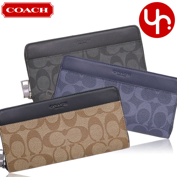 コーチ 長財布 メンズ コーチ COACH 財布 長財布 F58112 特別送料無料 コーチ シグネチャー PVC レザー アコーディオン ジップ アラウンド アウトレットメンズ ブランド 通販