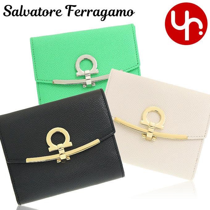 サルヴァトーレ フェラガモ Salvatore Ferragamo 財布 二つ折り財布 22 C877 特別送料無料 ガンチーニ クリップ クロージャー カーフ レザー バイフォールド ウォレット レディース ブランド 通販