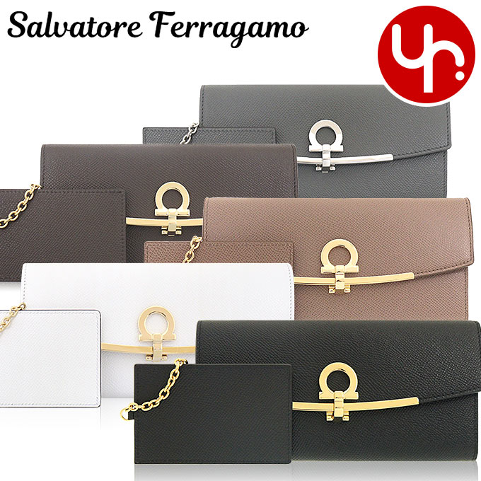 サルヴァトーレ フェラガモ 革長財布 レディース サルヴァトーレ フェラガモ Salvatore Ferragamo 財布 長財布 22 D150 特別送料無料 ガンチーニ クリップ クロージャー カーフ レザー ロング ウォレット カードケース付きレディース ブランド 通販