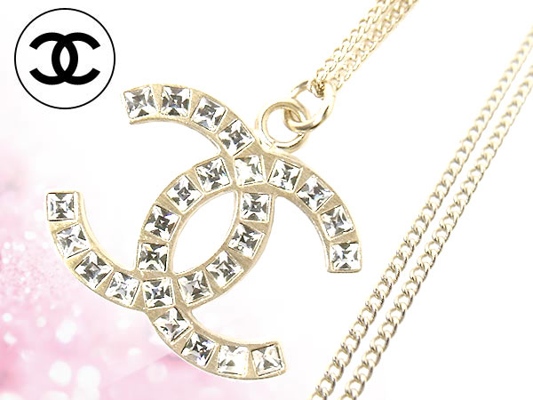 【楽天市場】シャネル CHANEL★アクセサリー(ネックレス)【送料無料】A41302 クリア×ゴールド スクエアラインストーン CC