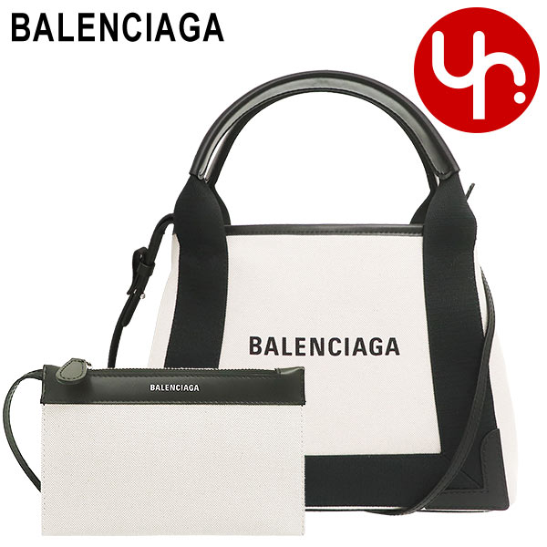 バレンシアガ バッグ レディース（売れ筋ランキング） 【76時間限定ポイント2倍】バレンシアガ BALENCIAGA バッグ ショルダーバッグ 390346 2HH3N ナチュラル×ブラック 特別送料無料 ネイビー カバス ロゴ プリント キャンバス XS トートバッグ (ポーチ付き)レディース ブランド 通販 斜めがけ