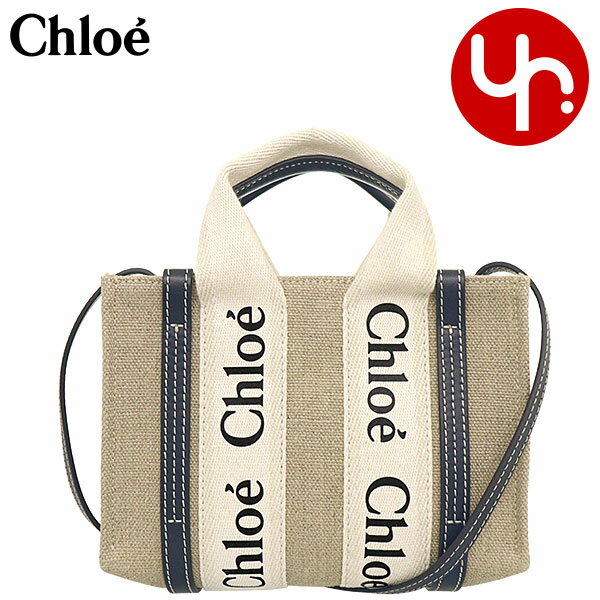 クロエ 帆布・キャンバス トートバッグ レディース クロエ chloe バッグ トートバッグ CHC22AP237 I26 ホワイト×ブルー1 特別送料無料 WOODY ウッディ リネン キャンバス ロゴ リボン ミニ ショルダー トートレディース ブランド 通販 斜めがけ