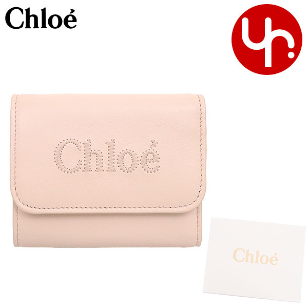 クロエ 三つ折り財布 レディース クロエ chloe 財布 三つ折り財布 CHC23AP874 I10 セメントピンク 特別送料無料 CHLOE SENSE クロエ センス シャイニー カーフ レザー スモール トリフォールド ウォレットレディース ブランド 通販 2023AW